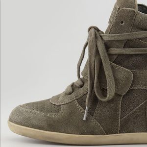 Ash Bowie Suede Wedge Sneaker, Green